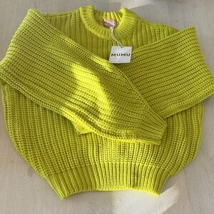 Show Me Your MuMu Bright Green Crew Neck Sweater BAILEY M NWT